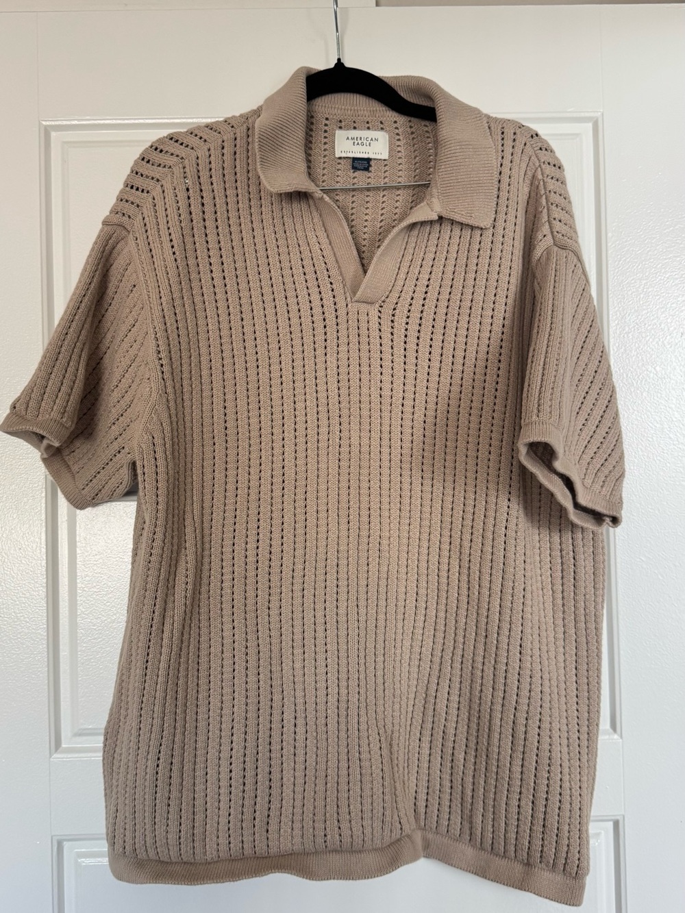 American Eagle Outfitters Taupe Knit Polo Shirt